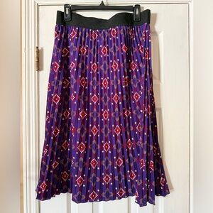 LuLaRoe Black and Purple Patterned Midi Skirt